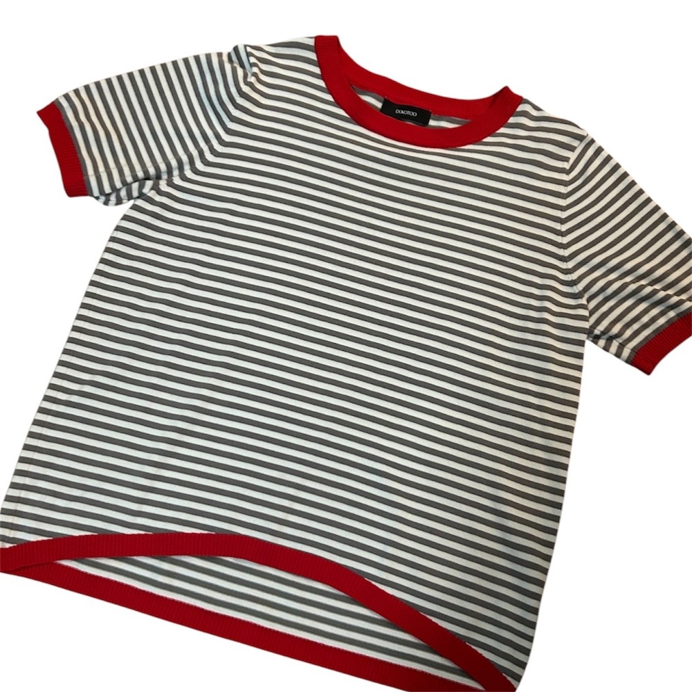 Ladies striped boxy sweater top fisherman preppy nautical old money coastal med